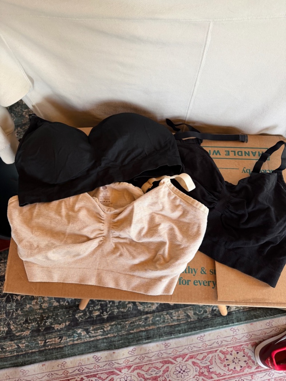 Kindred Bravely Seamless Bralette Duo - Black & Beige